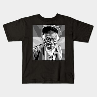 Bunny Wailer Grayscale Portrait Pop Art Kids T-Shirt